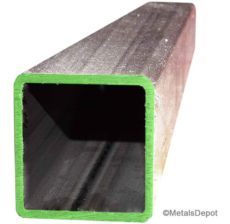 0.065 Wall Thickness 0.75 Height 8 Length Mill 1008-1010 Steel Square Tube Unpolished