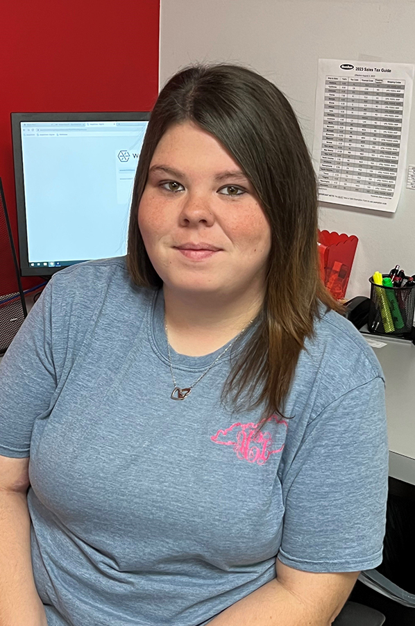 a woman wearing glasses